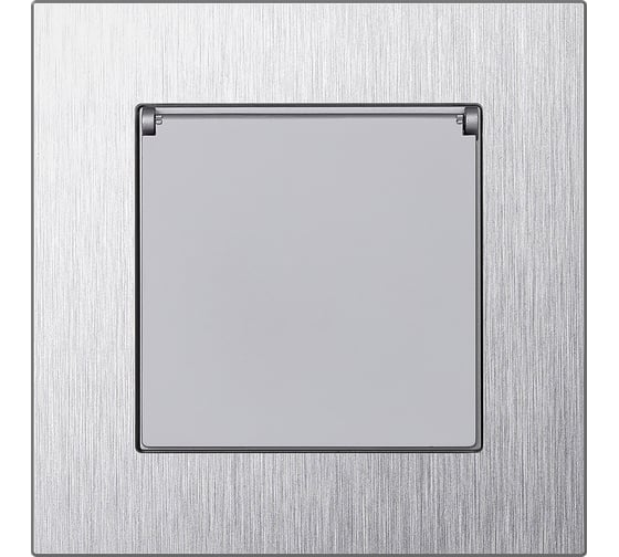 Розетка одноместная с заземлением с крышкой независимая Smartbuy 16А алюминий серебро Альтаир (SBE-i11al-16 SBE-i11al-16-S1-1ZK