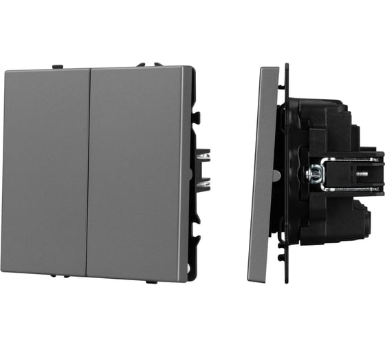 Механизм выключателя двухклавишный перекрёстный Arlight SWT-NOBE-MKX2-SFPL-GR серый, 1шт 061793