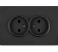 Розетка 2-местная STEKKER с защитными шторками, без заземления, СЗК, 250В, 16А, серия Эмили, RST16-5116-05ZK, черный уголь, soft touch, 50253