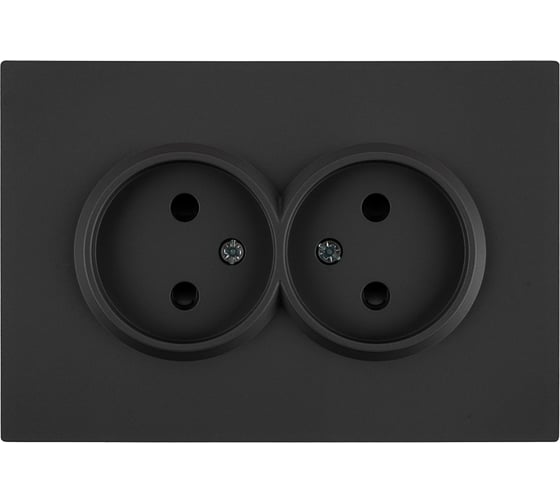 Розетка 2-местная STEKKER с защитными шторками, без заземления, СЗК, 250В, 16А, серия Эмили, RST16-5116-05ZK, черный уголь, soft touch, 50253