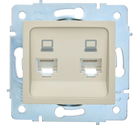 Механизм розетки компьютерной двойной Lezard ASTI крем 7081-0388-141