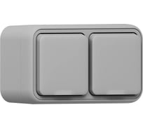 Розетка двухместная EKF Бронто ОП, винтовые клеммы, серый BT1-SOG-211