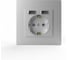 Розетка TOKOV ELECTRIC 1-м СП Pixel с заземл. с 2-мя заряд. устр. USB тип A+A механизм алюм. TKE-PX-R1U2A-C03 1