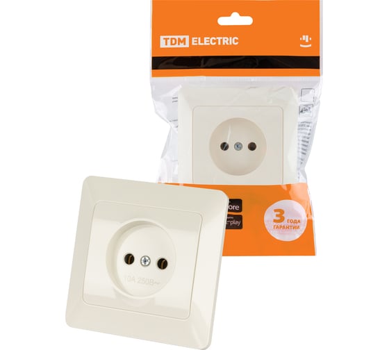 Розетка TDM ELECTRIC 2П 10А 250В слоновая кость Ильмень SQ1823-0109