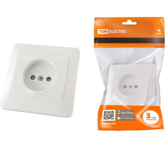 Розетка TDM ELECTRIC 2П с защитными шторками 10А 250В белая Ильмень SQ1823-0013 1