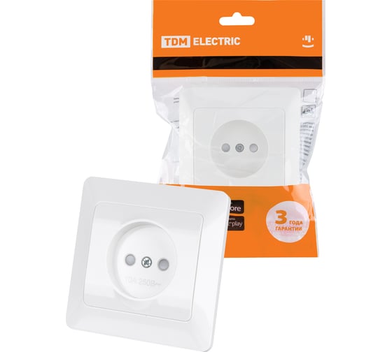 Розетка TDM ELECTRIC 2П с защитными шторками 10А 250В белая Ильмень SQ1823-0013