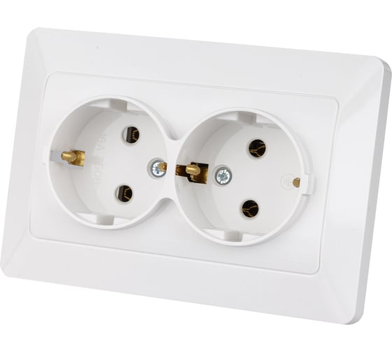 Двойная розетка TDM ELECTRIC 2П+З 16А 250В белая Ильмень SQ1823-0012