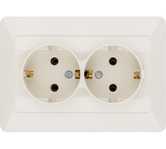 Розетка двойная слоновая кость с заземлением, 16А 250В серия "Ильмень" TDM ELECTRIC SQ1823-0112