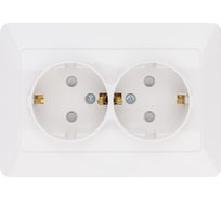 Двойная розетка TDM ELECTRIC 2П+З с защитными шторками 16А 250В белая Ильмень SQ1823-0016