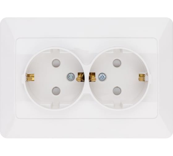 Двойная розетка TDM ELECTRIC 2П+З с защитными шторками 16А 250В белая Ильмень SQ1823-0016