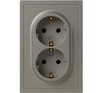 Розетка ЭРА Galaxy 15-2104-07 с заземлением двойная 2X2P+E Schuko 16А-250В IP20 титан Б0070689