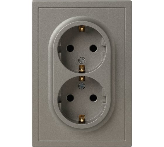 Розетка ЭРА Galaxy 15-2104-07 с заземлением двойная 2X2P+E Schuko 16А-250В IP20 титан Б0070689
