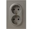 Розетка ЭРА Galaxy 15-2104-07 с заземлением двойная 2X2P+E Schuko 16А-250В IP20 титан Б0070689 2