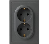 Розетка ЭРА Galaxy 15-2104-06 с заземлением двойная 2X2P+E Schuko 16А-250В IP20 графит Б0070687