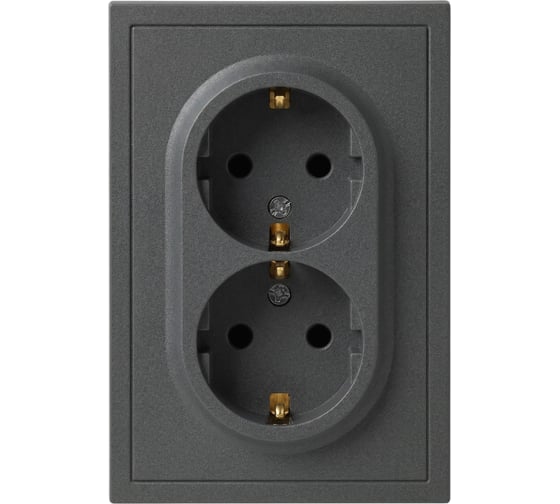 Розетка ЭРА Galaxy 15-2104-06 с заземлением двойная 2X2P+E Schuko 16А-250В IP20 графит Б0070687
