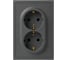 Розетка ЭРА Galaxy 15-2104-06 с заземлением двойная 2X2P+E Schuko 16А-250В IP20 графит Б0070687 2