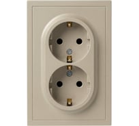 Розетка ЭРА Galaxy 15-2104-04 с заземлением двойная 2X2P+E Schuko 16А-250В IP20 шампань Б0070684