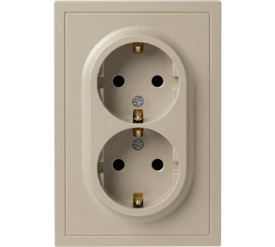 Розетка ЭРА Galaxy 15-2104-04 с заземлением двойная 2X2P+E Schuko 16А-250В IP20 шампань Б0070684
