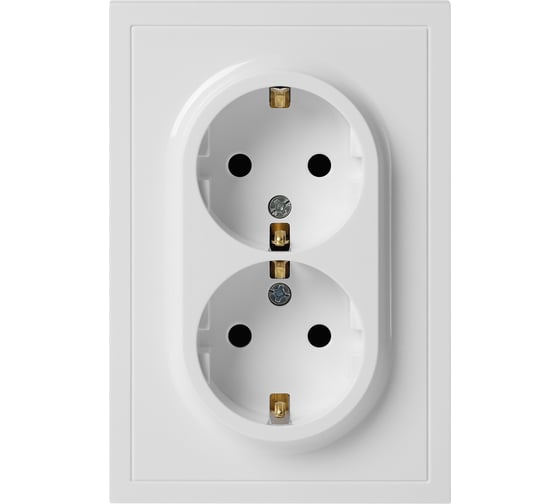 Розетка ЭРА Galaxy 15-2104-01 с заземлением двойная 2X2P+E Schuko 16А-250В IP20 белый Б0070678