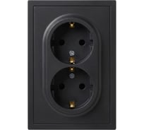 Розетка ЭРА Galaxy 15-2104-05 с заземлением двойная 2X2P+E Schuko 16А-250В IP20 антрацит Б0070685