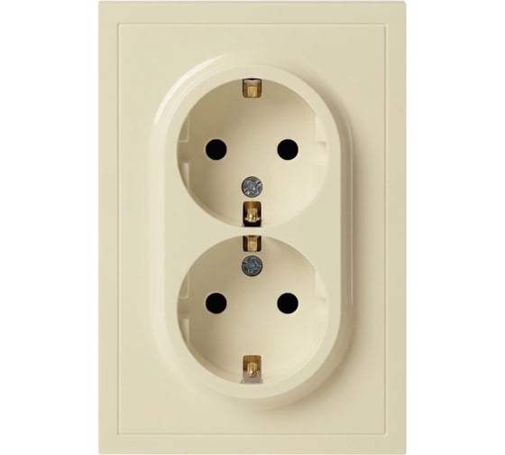 Розетка ЭРА Galaxy 15-2104-02 с заземлением двойная 2X2P+E Schuko 16А-250В IP20 слоновая кость Б0070679