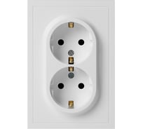 Розетка ЭРА Galaxy 15-2104-08 с заземлением двойная 2X2P+E Schuko 16А-250В IP20 белый матовый Б0070691