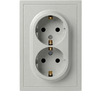 Розетка ЭРА Galaxy 15-2104-03 с заземлением двойная 2X2P+E Schuko 16А-250В IP20 алюминий Б0070681