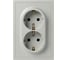 Розетка ЭРА Galaxy 15-2104-03 с заземлением двойная 2X2P+E Schuko 16А-250В IP20 алюминий Б0070681 1