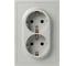 Розетка ЭРА Galaxy 15-2104-03 с заземлением двойная 2X2P+E Schuko 16А-250В IP20 алюминий Б0070681 2