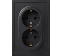 Розетка ЭРА Galaxy 15-2105-05 с заземлением двойная 2X2P+E Schuko со шторками IP20 16А-250В антрацит Б0070705
