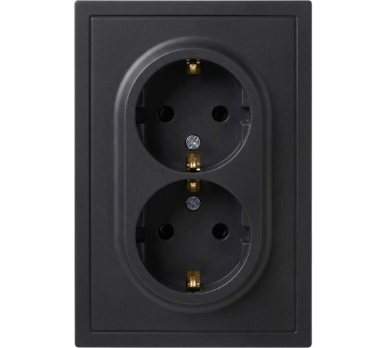 Розетка ЭРА Galaxy 15-2105-05 с заземлением двойная 2X2P+E Schuko со шторками IP20 16А-250В антрацит Б0070705
