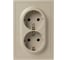 Розетка ЭРА Galaxy 15-2105-04 с заземлением двойная 2X2P+E Schuko со шторками IP20 16А-250В шампань Б0070703 2