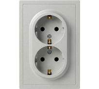 Розетка ЭРА Galaxy 15-2105-03 с заземлением двойная 2X2P+E Schuko со шторками IP20 16А-250В алюминий Б0070701