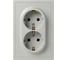 Розетка ЭРА Galaxy 15-2105-03 с заземлением двойная 2X2P+E Schuko со шторками IP20 16А-250В алюминий Б0070701 1