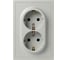 Розетка ЭРА Galaxy 15-2105-03 с заземлением двойная 2X2P+E Schuko со шторками IP20 16А-250В алюминий Б0070701 2