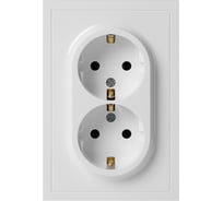 Розетка ЭРА Galaxy 15-2105-01 с заземлением двойная 2X2P+E Schuko со шторками IP20 16А-250В белый Б0070697