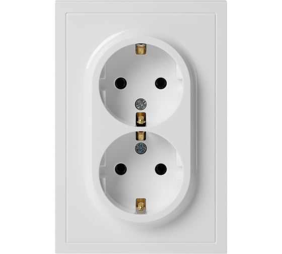 Розетка ЭРА Galaxy 15-2105-01 с заземлением двойная 2X2P+E Schuko со шторками IP20 16А-250В белый Б0070697