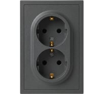 Розетка ЭРА Galaxy 15-2105-06 с заземлением двойная 2X2P+E Schuko со шторками IP20 16А-250В графит Б0070707