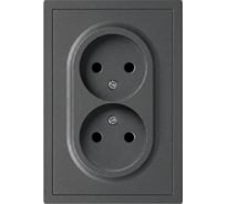 Розетка ЭРА Galaxy 15-2107-06 без заземления двойная 2X2P 16А-250В IP20 графит Б0071702