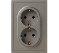 Розетка ЭРА Galaxy 15-2105-07 с заземлением двойная 2X2P+E Schuko со шторками IP20 16А-250В титан Б0070709