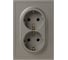 Розетка ЭРА Galaxy 15-2105-07 с заземлением двойная 2X2P+E Schuko со шторками IP20 16А-250В титан Б0070709 1
