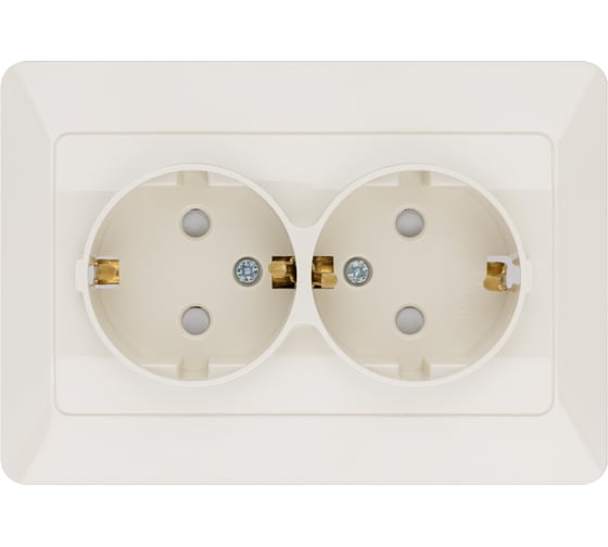 Розетка двойная слоновая кость с защитными шторками с заземлением, 16А 250В серия "Ильмень" TDM ELECTRIC SQ1823-0116