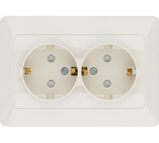 Двойная розетка TDM ELECTRIC 2П+З с защитными шторками 16А 250В слоновая кость Ильмень SQ1823-0116