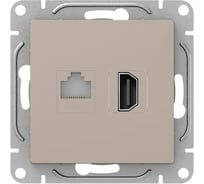Механизм розетки EKF Эпика HDMI+RJ45 (cat5), кремовый UP1-SOI-HDMI-RJ45