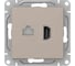 Механизм розетки EKF Эпика HDMI+RJ45 (cat5), кремовый UP1-SOI-HDMI-RJ45 1