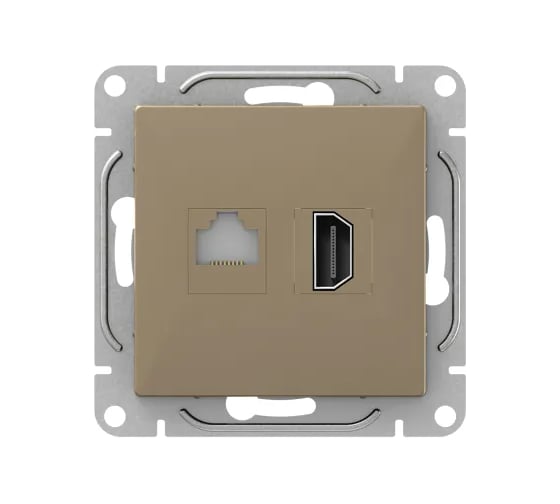 Механизм розетки EKF Эпика HDMI+RJ45 (cat5), шампань UP1-SOC-HDMI-RJ45