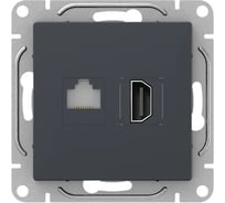 Механизм розетки EKF Эпика HDMI+RJ45 (cat5), графит UP1-SOG-HDMI-RJ45