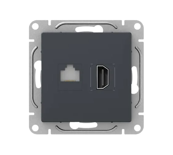 Механизм розетки EKF Эпика HDMI+RJ45 (cat5), графит UP1-SOG-HDMI-RJ45