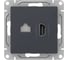 Механизм розетки EKF Эпика HDMI+RJ45 (cat5), графит UP1-SOG-HDMI-RJ45 1