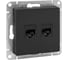 Механизм розетки EKF Эпика RJ45 - 2шт, (cat6), чёрный UP1-SOB-2RJ45-6 1